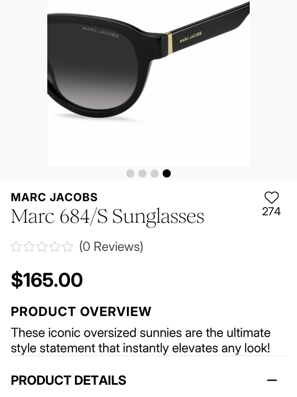 Marc Jacobs Black Sunglasses with Gradient Gray Lenses